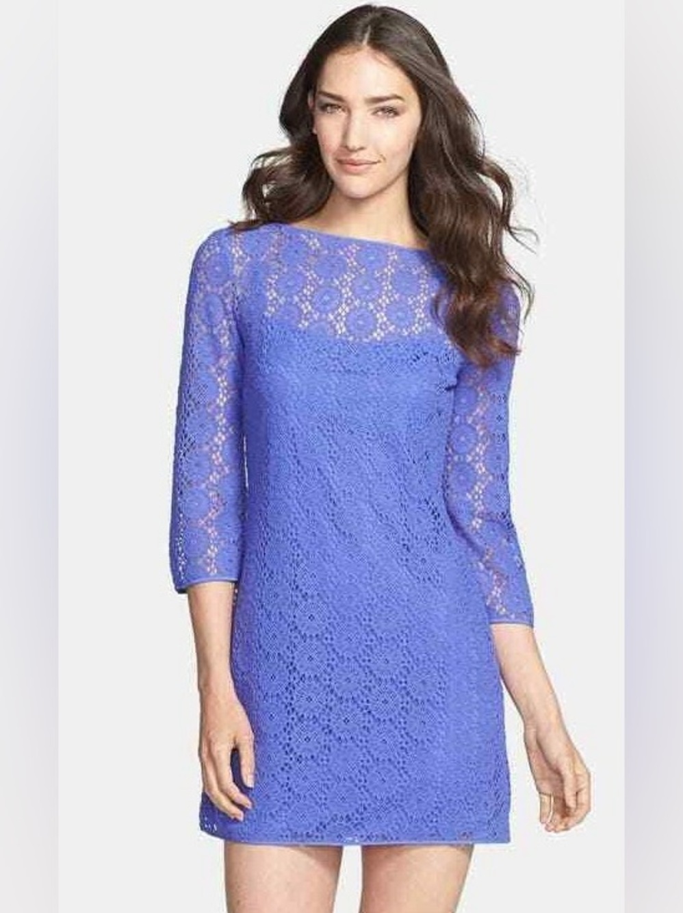Lilly Pulitzer Topanga Iris Blue Breakers Crochet Knit Lace Tunic Dress